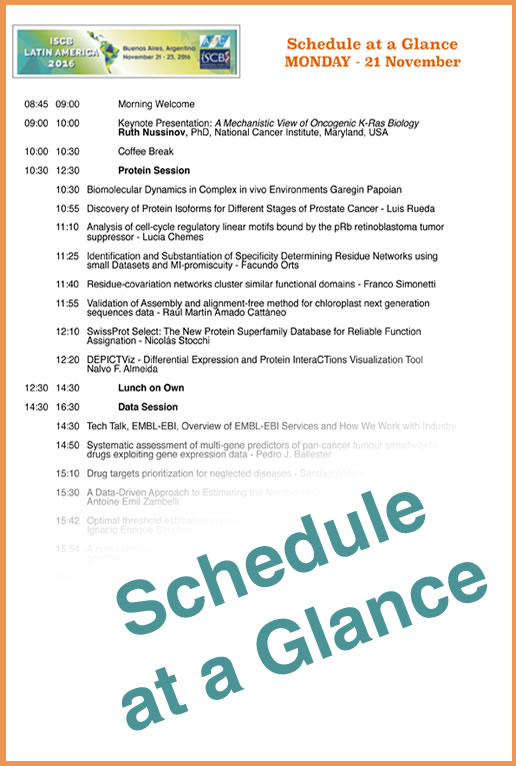 ISCB-Latin America 2016 Schedule at a Glance